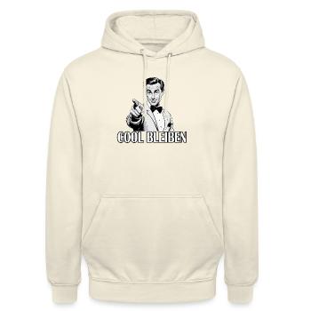Retro Mann - COOL BLEIBEN - Unisex Hoodie - Vanille-Milchshake - Vorne - Alina (178cm) & Michal (187cm)