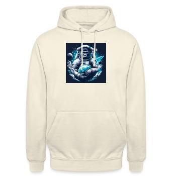 Gorillas als Astronaut - Unisex Hoodie - Vanille-Milchshake - Vorne - Alina (178cm) & Michal (187cm)