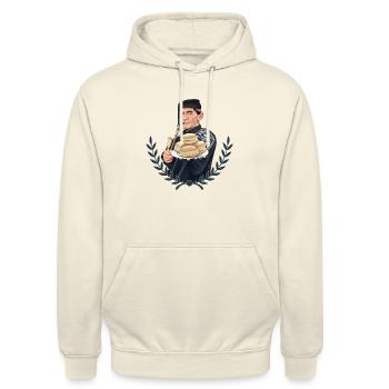 Rieser Grantler // Illustration - Unisex Hoodie - Vanille-Milchshake - Vorne - Alina (178cm) & Michal (187cm)