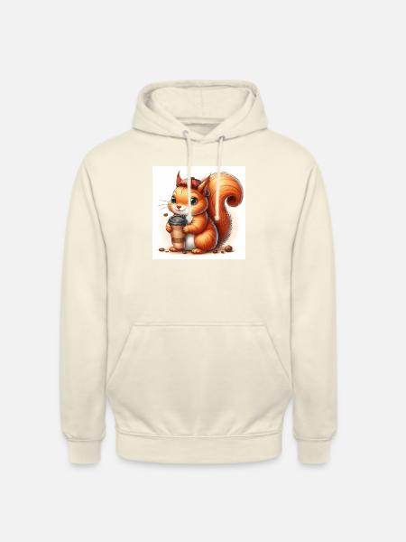 Squirrel with coffee to go - Unisex Hoodie - vanilla