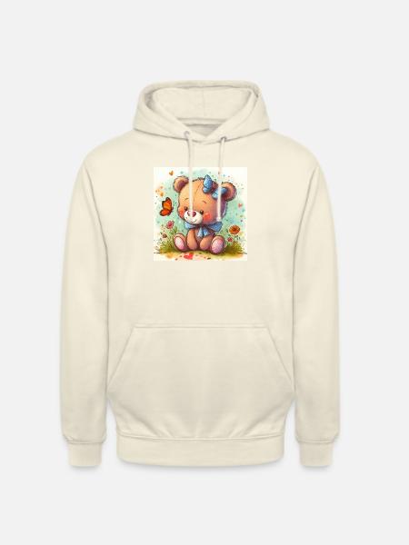 Bear with butterfly - Unisex Hoodie - vanilla