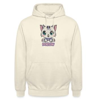 Adorable Anime Kitten with Big Blue Eyes - Unisex Hoodie - vanilla - Front - Alina (178cm) & Michal (187cm)