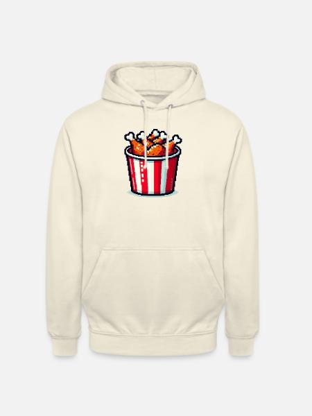 Pixel Art - Spand stegt kylling - Hættetrøje unisex - vaniljemilkshake