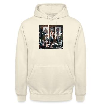 Katze Sphynx Tattoo - Unisex Hoodie - Vanille-Milchshake - Vorne - Alina (178cm) & Michal (187cm)