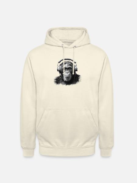Schimpanse mit Kopfhörern - Unisex Hoodie - Vanille-Milchshake