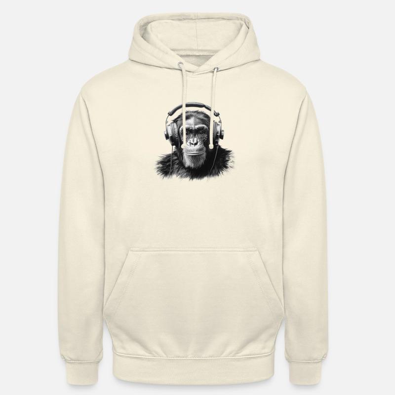 Schimpanse mit Kopfhörern - Unisex Hoodie - Vanille-Milchshake