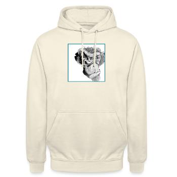 Affe - Unisex Hoodie - Vanille-Milchshake - Vorne - Alina (178cm) & Michal (187cm)