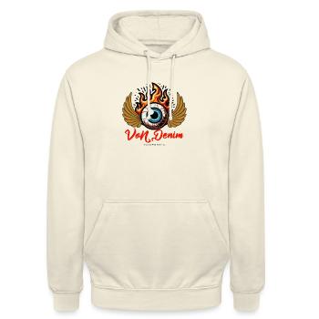 Von Denim - Californie - Sweat-shirt à capuche unisexe - vanille - Devant - Alina (178cm) & Michal (187cm)