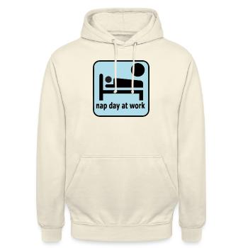 Sieste au travail - Sweat-shirt à capuche unisexe - vanille - Devant - Alina (178cm) & Michal (187cm)