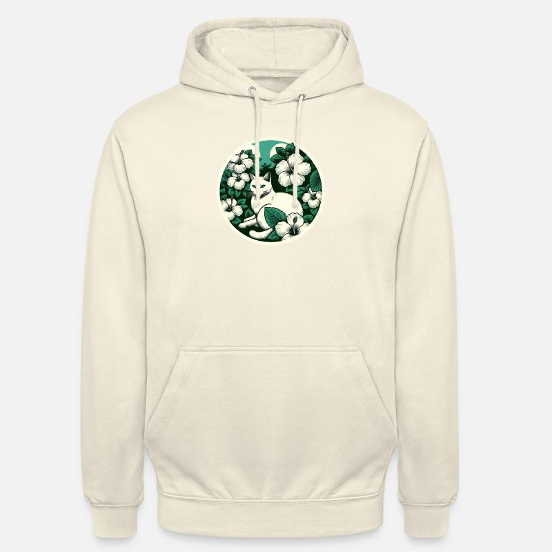 Fleurs de chat blanc - Sweat-shirt à capuche unisexe - vanille