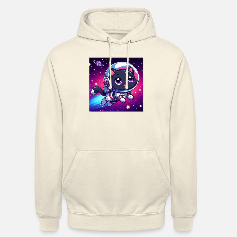 Space Kitty heureux dans l’espace - Sweat-shirt à capuche unisexe - vanille