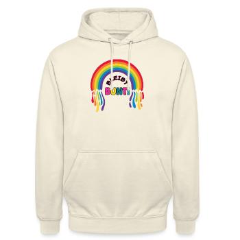 PRIDE - Bleibt BUNT mit REGENBOGEN - Unisex Hoodie - Vanille-Milchshake - Vorne - Alina (178cm) & Michal (187cm)