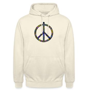 Abstract Harmony: Yellow-Blue Peace Rush - Unisex Hoodie - vanilla - Front - Alina (178cm) & Michal (187cm)