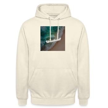 Urlaubsreif? Ich auch! - Unisex Hoodie - Vanille-Milchshake - Vorne - Alina (178cm) & Michal (187cm)