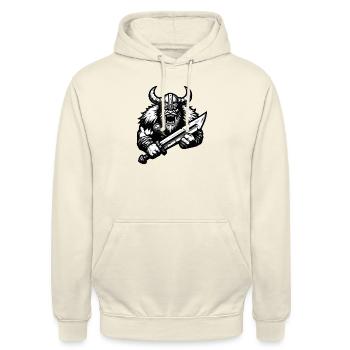 Mächtiger Wikingerkrieger Version 3 - Unisex Hoodie - Vanille-Milchshake - Vorne - Alina (178cm) & Michal (187cm)