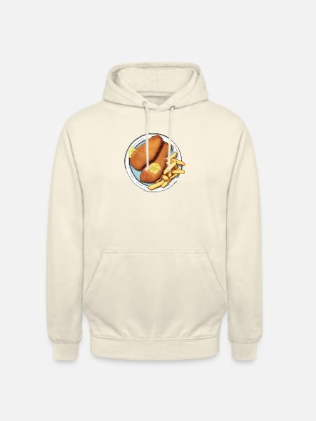 Escalope avec frites et une tranche de citron - Sweat-shirt à capuche unisexe - vanille