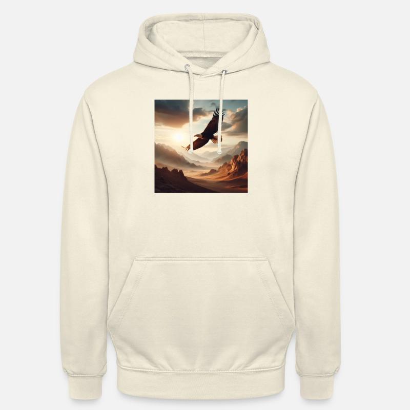 A majestic eagle soaring above the desert D - Unisex Hoodie - vanilla