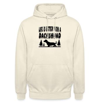 Dackel - Unisex Hoodie - Vanille-Milchshake - Vorne - Alina (178cm) & Michal (187cm)