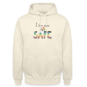 I want to be safe - Queer pride - Sweat-shirt à capuche unisexe - vanille - Devant - Alina (178cm) & Michal (187cm)