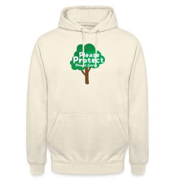 Bitte schützen Sie den Planeten Erde - Unisex Hoodie - Vanille-Milchshake - Vorne - Alina (178cm) & Michal (187cm)
