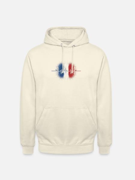 France Battement de Cœur Drapeau Français Fierté - Sweat-shirt à capuche unisexe - vanille
