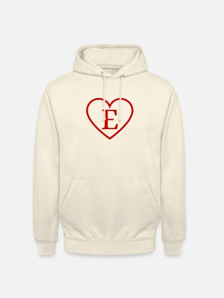 Buchstabe e rotes Herz - Unisex Hoodie - Vanille-Milchshake