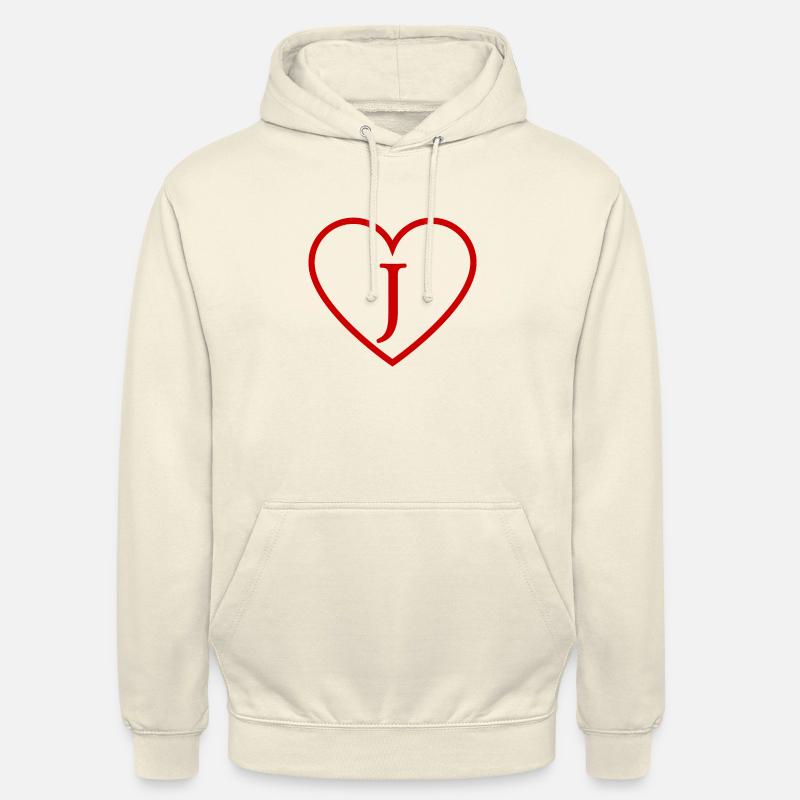 Buchstabe j rotes Herz - Unisex Hoodie - Vanille-Milchshake