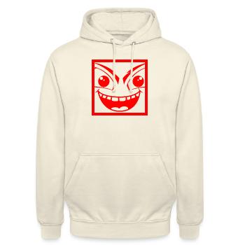 Monstre malicieux avec visage humain - Sweat-shirt à capuche unisexe - vanille - Devant - Alina (178cm) & Michal (187cm)