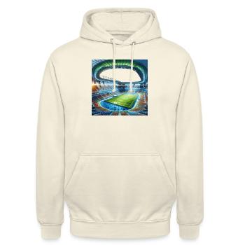 Wahnsinn buntes Fußballstadion - Unisex Hoodie - Vanille-Milchshake - Vorne - Alina (178cm) & Michal (187cm)