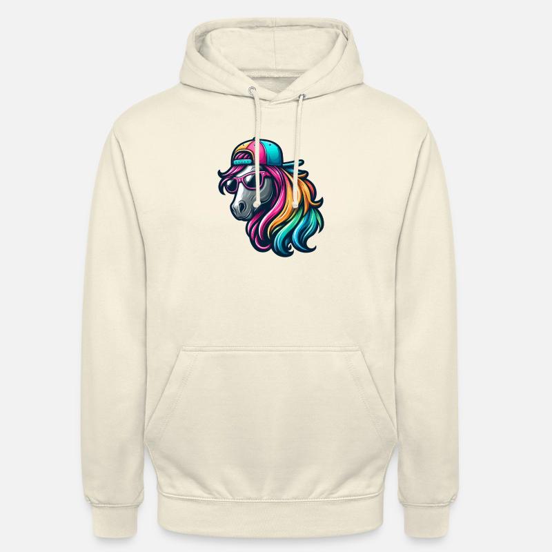 Cheval cool arc-en-ciel - Sweat-shirt à capuche unisexe - vanille