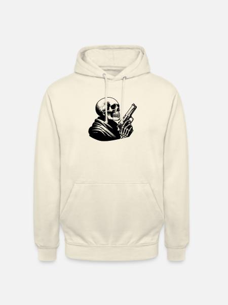 Skeleton with Guns - Rebel Style - Unisex Hoodie - vanilla