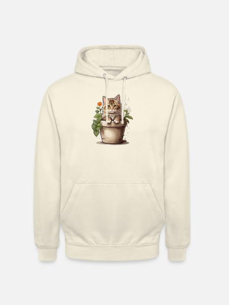 Cute Cat Flower - Unisex Hoodie - vanilla