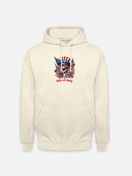 Funny Skeleton 4th of July - Unisex Hoodie - vanilla