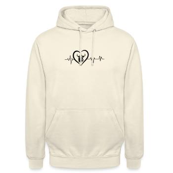 Highland-Herzschlag - Unisex Hoodie - Vanille-Milchshake - Vorne - Alina (178cm) & Michal (187cm)