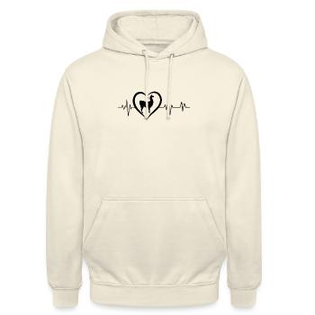 Llama heartbeat - Unisex Hoodie - vanilla - Front - Alina (178cm) & Michal (187cm)