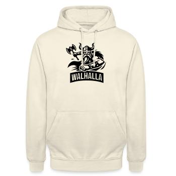 Walhalla Logo - Unisex Hoodie - Vanille-Milchshake - Vorne - Alina (178cm) & Michal (187cm)