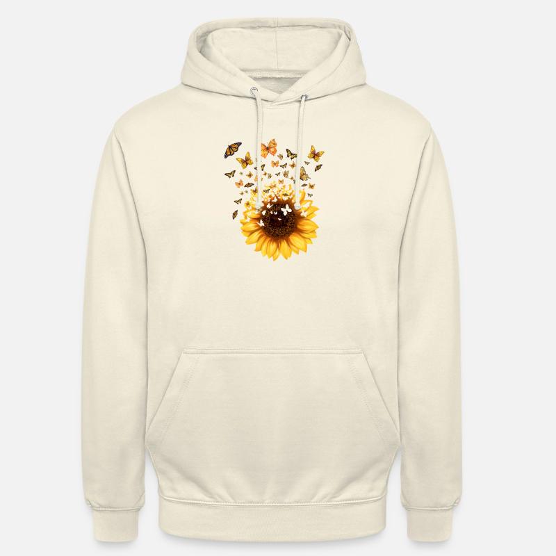 Sonnenblumen-Schmetterlinge - originelle Geschenkidee - Unisex Hoodie - Vanille-Milchshake