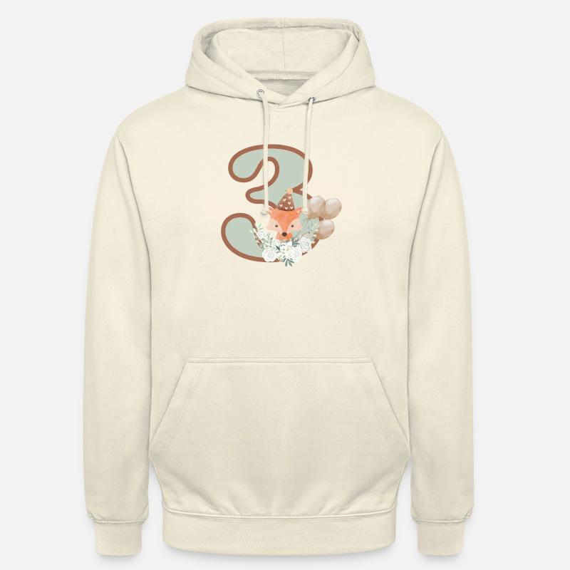 3e anniversaire renard fleurs - Sweat-shirt à capuche unisexe - vanille