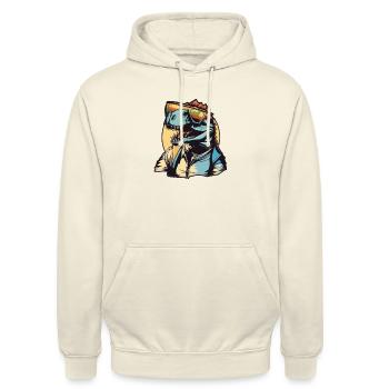 Dinosaurier Coolness: Dein Dino im Retro-Style - Unisex Hoodie - Vanille-Milchshake - Vorne - Alina (178cm) & Michal (187cm)