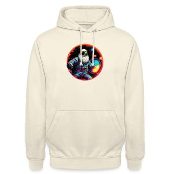 Astronaut-Weihnachtsmann - Unisex Hoodie - Vanille-Milchshake - Vorne - Alina (178cm) & Michal (187cm)