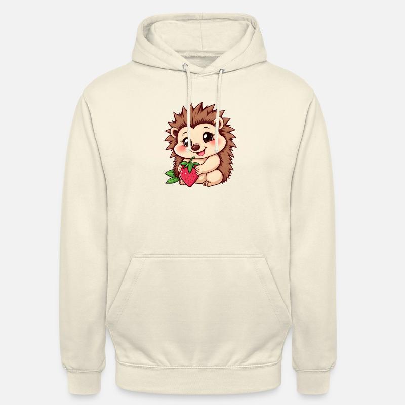 Hérisson mignon tient une fraise mûre - Sweat-shirt à capuche unisexe - vanille