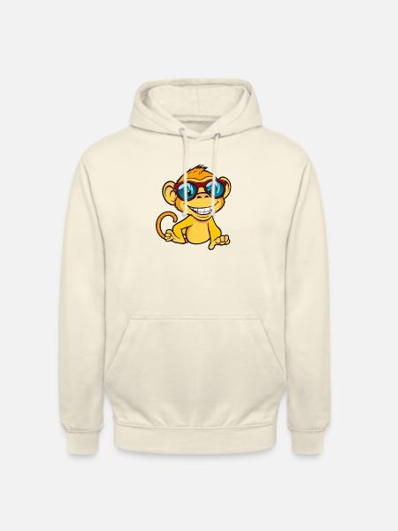 Cool Monkey Sunglasses Design - Unisex Hoodie - vanilla