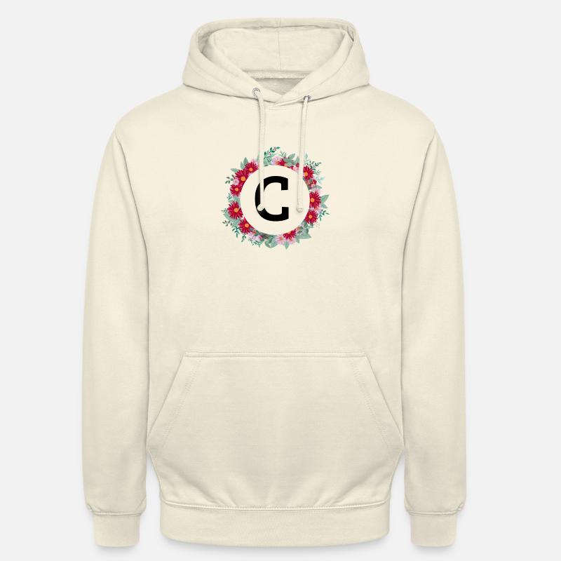 Lettre c couronne florale - Sweat-shirt à capuche unisexe - vanille