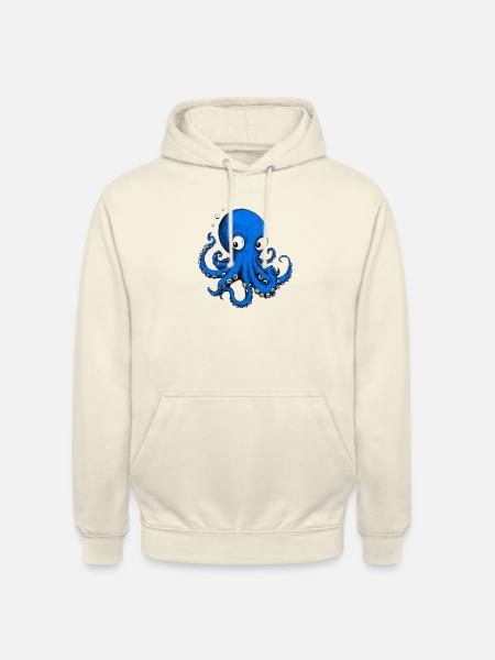 Octopus Drawing Blue - Unisex Hoodie - vanilla