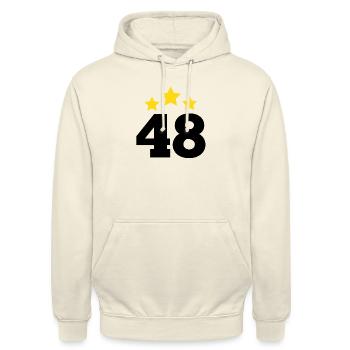 48 Jahre Stern - Geschenk zum 48-jährigen Jubiläum - Unisex Hoodie - Vanille-Milchshake - Vorne - Alina (178cm) & Michal (187cm)