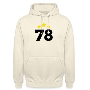78 Jahre Stern - Geschenk zum 78-jährigen Jubiläum - Unisex Hoodie - Vanille-Milchshake - Vorne - Alina (178cm) & Michal (187cm)