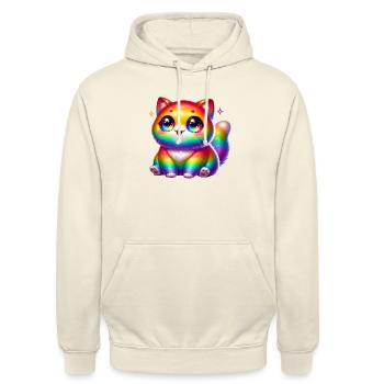 Chat Kawaii Arc-en-ciel - Chat arc-en-ciel mignon avec Glit - Sweat-shirt à capuche unisexe - vanille - Devant - Alina (178cm) & Michal (187cm)