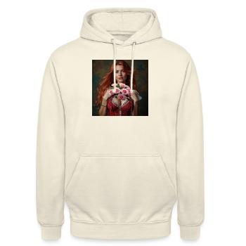 Rosenboudoir im Rot - Unisex Hoodie - Vanille-Milchshake - Vorne - Alina (178cm) & Michal (187cm)