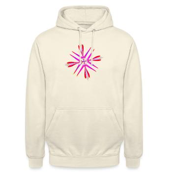 Abstrakte mit eine bunten Stern - Unisex Hoodie - Vanille-Milchshake - Vorne - Alina (178cm) & Michal (187cm)