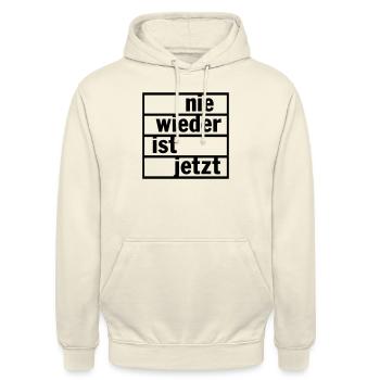 nie wieder ist jetzt - Unisex Hoodie - Vanille-Milchshake - Vorne - Alina (178cm) & Michal (187cm)